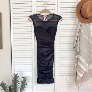 ASOS Exclusive Navy Shimmer Bodycon Midi Dress